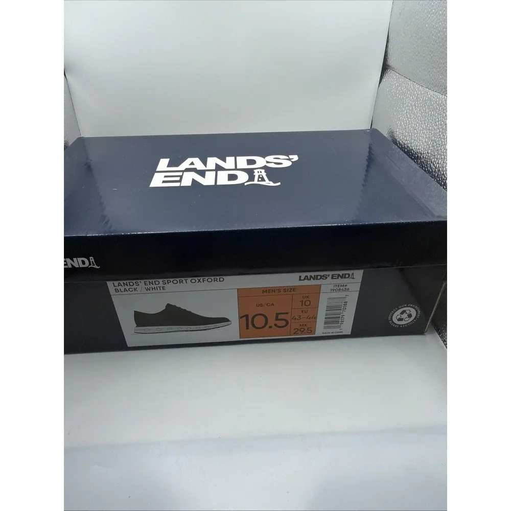 Lands' End Size 10.5 M / SPORT OXFORD / Black / Faux Leather / New Men's Shoes